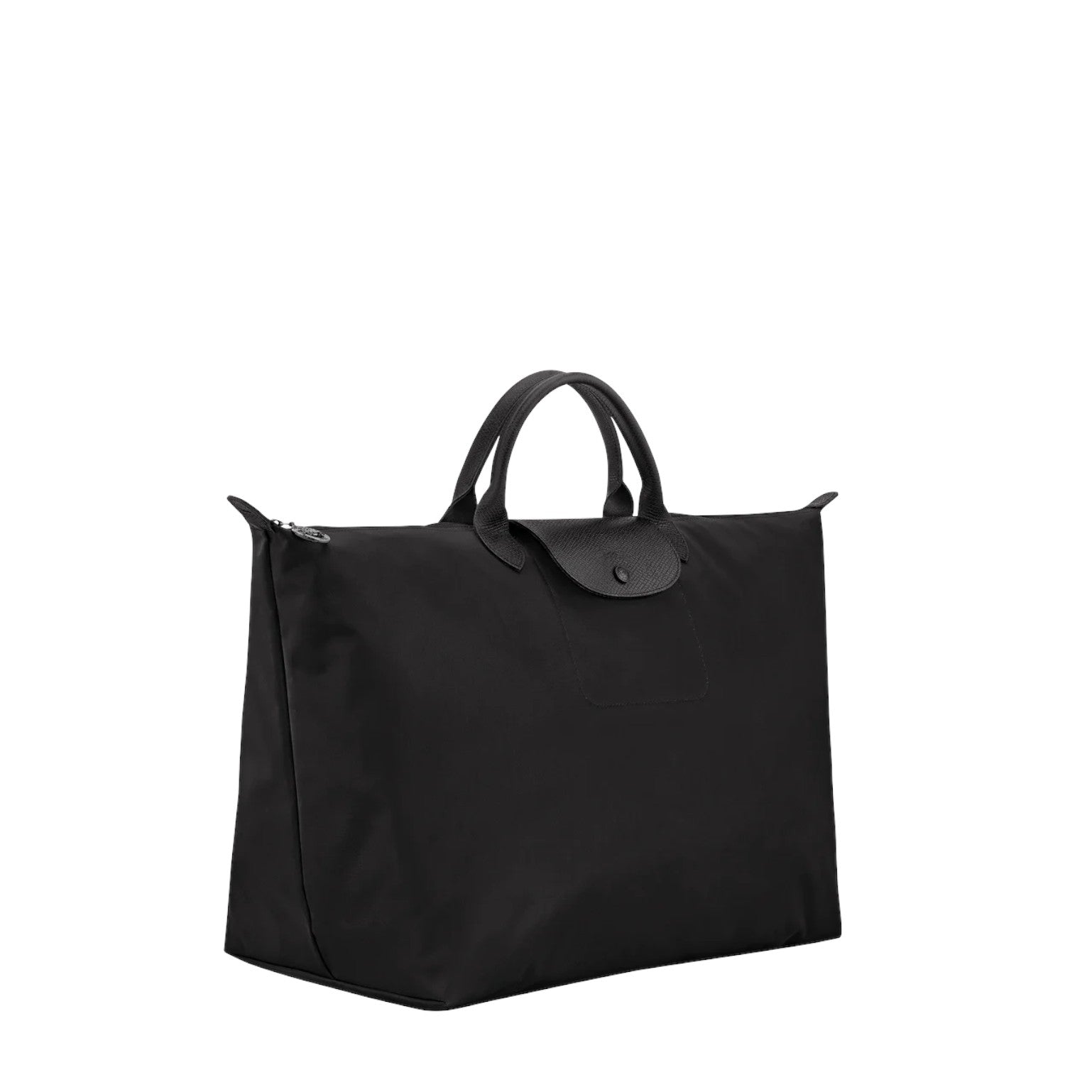Lieblingstasche Le Pliage One Reisetasche L black nylon travel bag with leather handles and trim.