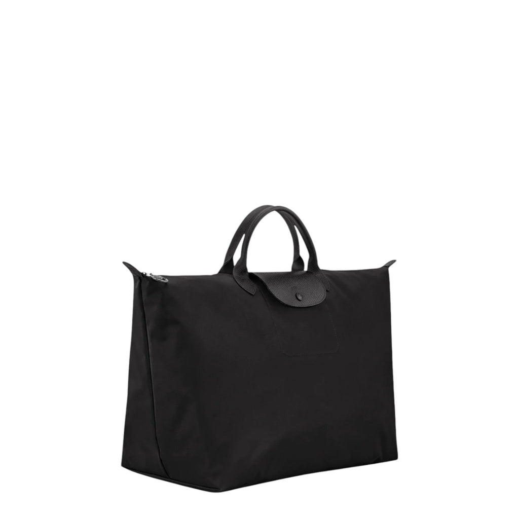 Lieblingstasche Le Pliage One Reisetasche L black nylon travel bag with leather handles and trim.