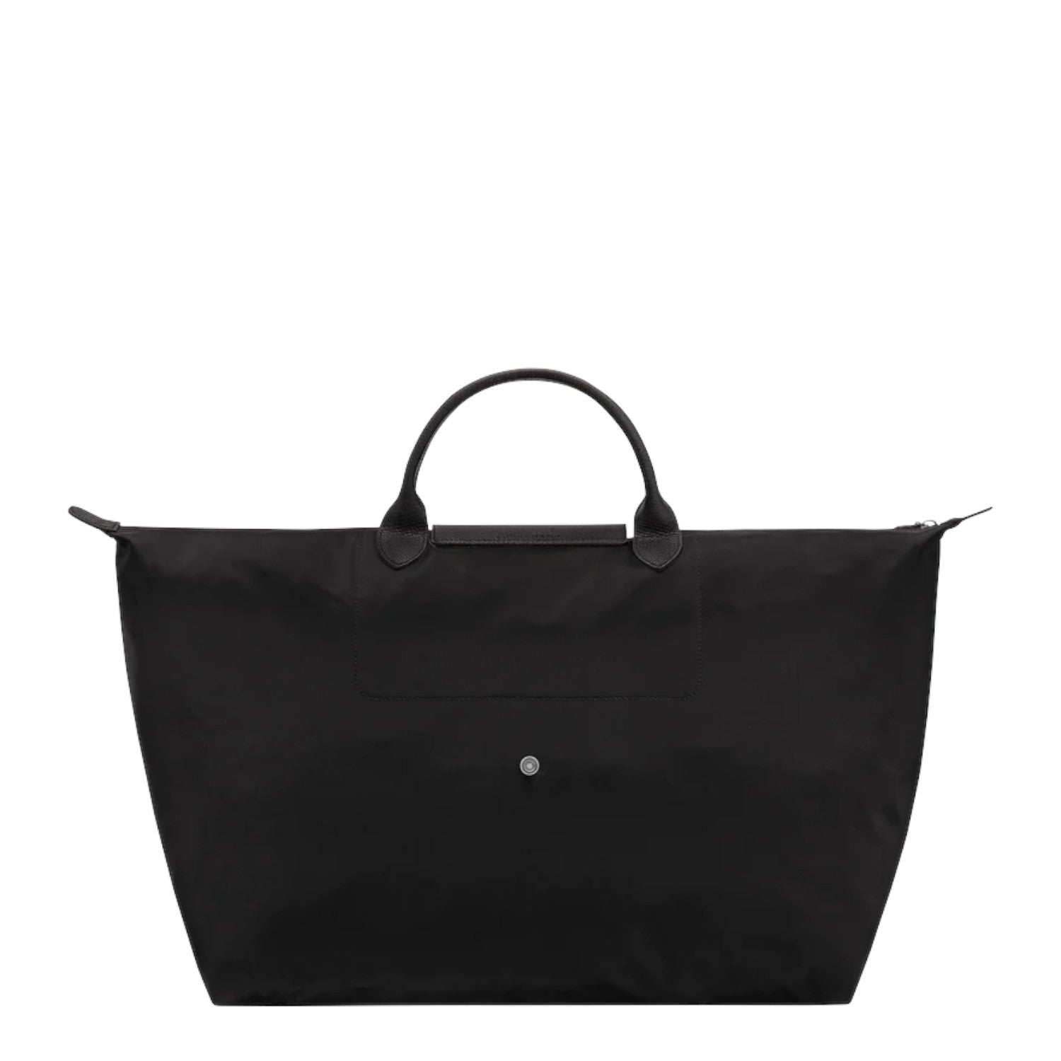 Lieblingstasche Le Pliage One Reisetasche L black nylon travel bag with leather handles and snap closure.