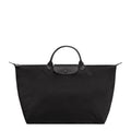 Lieblingstasche Le Pliage One Reisetasche L black nylon travel bag with leather trim and snap closure.
