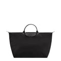 Lieblingstasche Le Pliage One Reisetasche L black nylon travel bag with leather trim and snap closure.