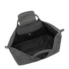 Lieblingstasche Le Pliage One Reisetasche L, large grey nylon travel bag with leather trim and zip closure.