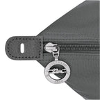 Lieblingstasche Le Pliage One Reisetasche L travel bag in grey nylon with leather trim and silver hardware.