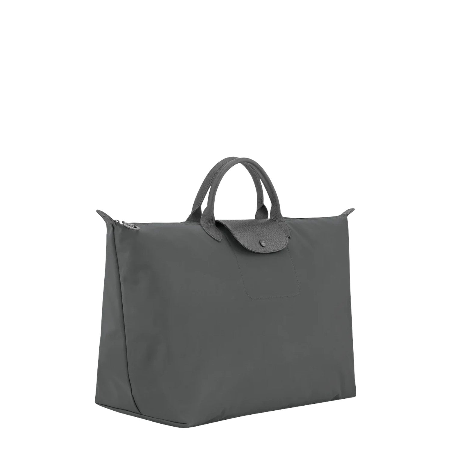 Lieblingstasche Le Pliage One Reisetasche L large grey nylon travel bag with leather trim and snap closure