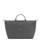 Lieblingstasche Le Pliage One Reisetasche L large grey nylon travel bag with leather handles
