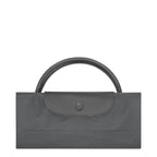 Lieblingstasche Le Pliage One Reisetasche L, grey nylon travel bag with leather trim and handles.