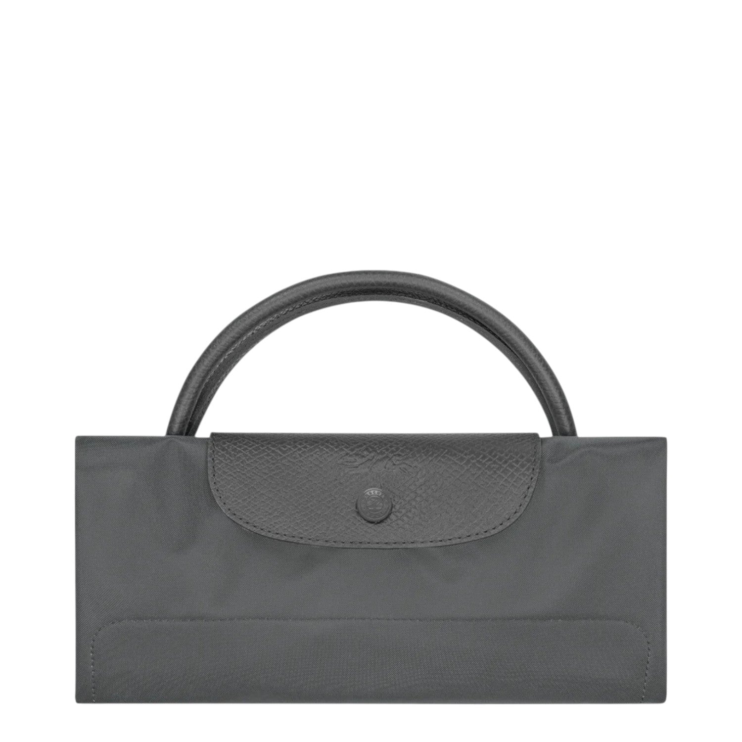 Lieblingstasche Le Pliage One Reisetasche L, grey nylon travel bag with leather trim and handles.