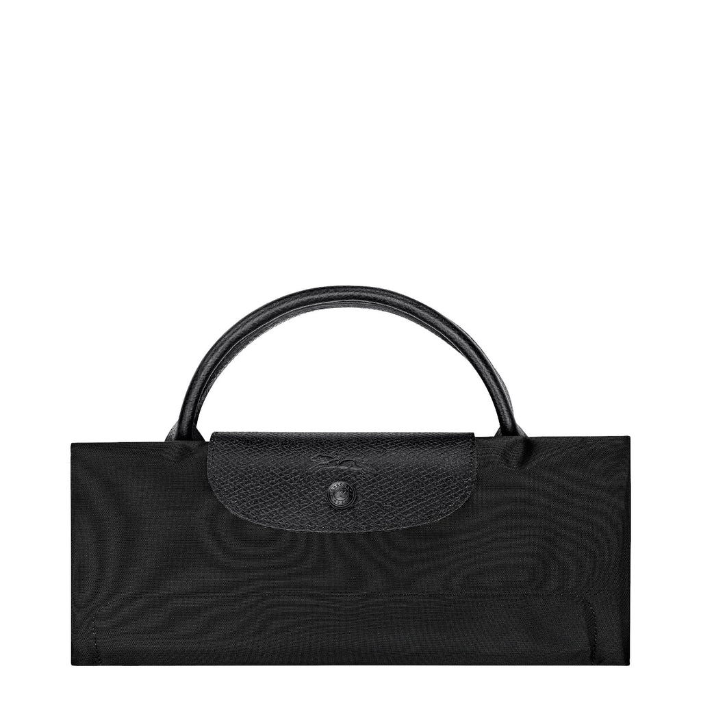 Lieblingstasche Le Pliage One Reisetasche XL black nylon travel bag with leather handles and snap closure.