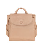 Lieblingstasche Le Pliage One Rucksack in beige nylon with leather trim and embossed horse logo.