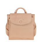 Lieblingstasche Le Pliage One Rucksack in beige nylon with leather trim and embossed horse logo.