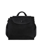 Lieblingstasche Le Pliage One Rucksack in black nylon with leather trim and a snap closure.