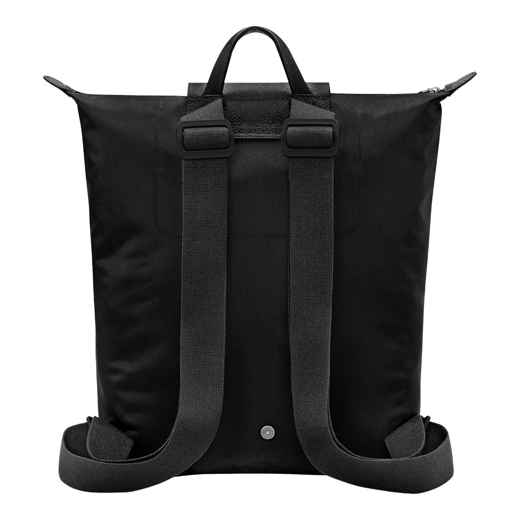 Lieblingstasche Le Pliage One Rucksack, black nylon backpack with adjustable straps and leather trim.