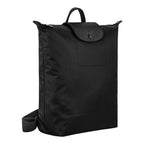 Lieblingstasche Le Pliage One Rucksack in black nylon with leather trim and snap closure.