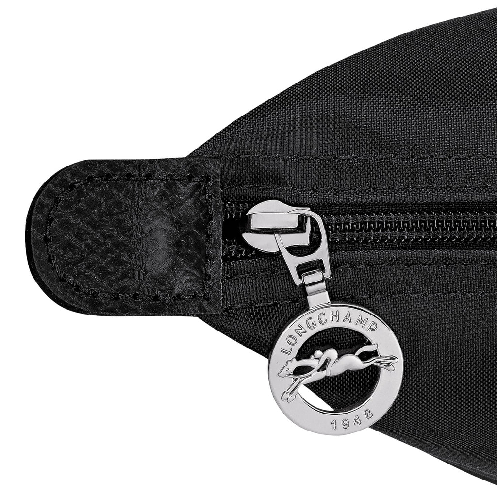 Lieblingstasche Le Pliage One Rucksack in black nylon with leather trim and signature horse logo zipper pull.