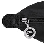 Lieblingstasche Le Pliage One Rucksack in black nylon with leather trim and signature horse logo zipper pull.