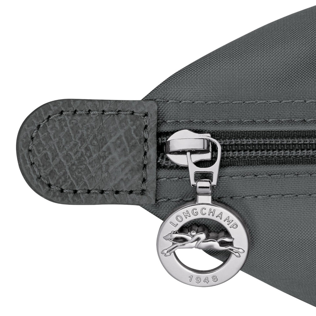 Lieblingstasche Le Pliage One Rucksack in grey nylon with leather trim and silver hardware.