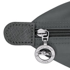 Lieblingstasche Le Pliage One Rucksack in grey nylon with leather trim and silver hardware.