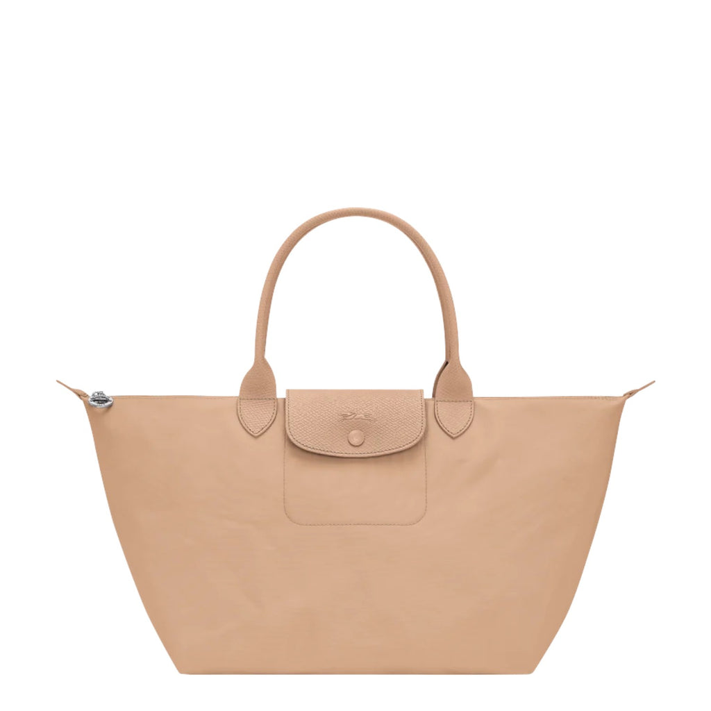 Lieblingstasche Le Pliage One tote bag in beige nylon with leather trim and snap closure.