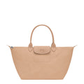 Lieblingstasche Le Pliage One tote bag in beige nylon with leather trim and snap closure.