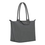 Lieblingstasche Le Pliage One L tote bag in grey nylon with leather trim and snap closure.