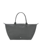 Lieblingstasche Le Pliage One large grey nylon tote bag with leather trim and handles.