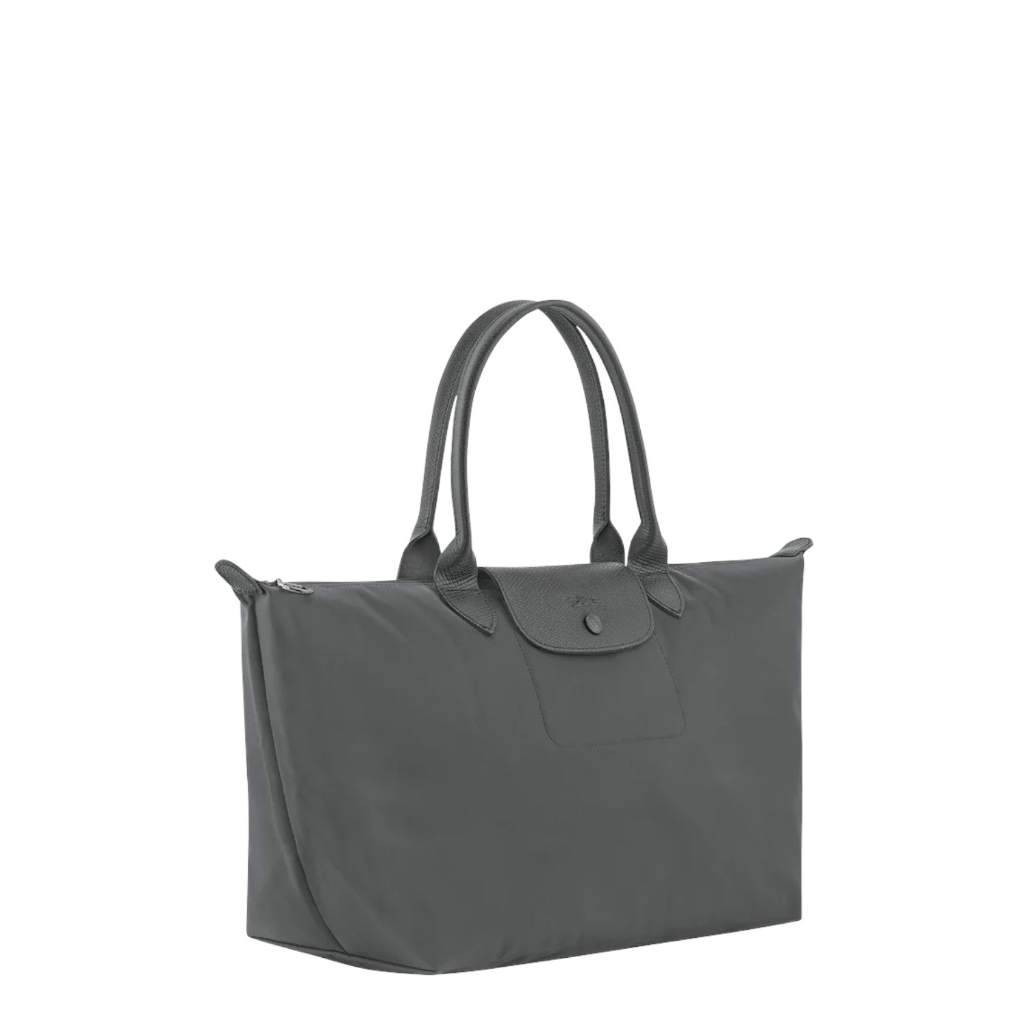 Lieblingstasche Le Pliage L tote bag in grey nylon with leather trim and handles.