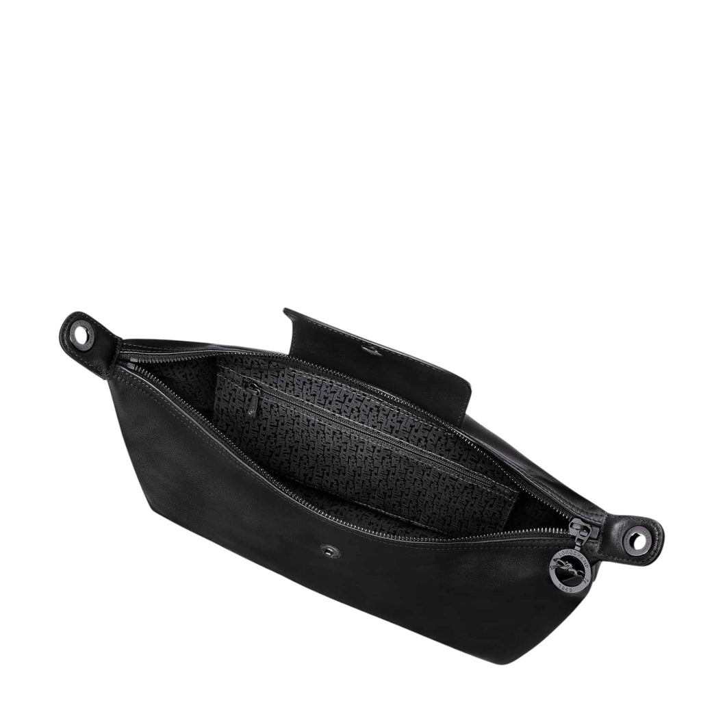 Lieblingstasche Le Pliage Xtra M black leather shoulder bag with interior monogram lining and metallic hardware