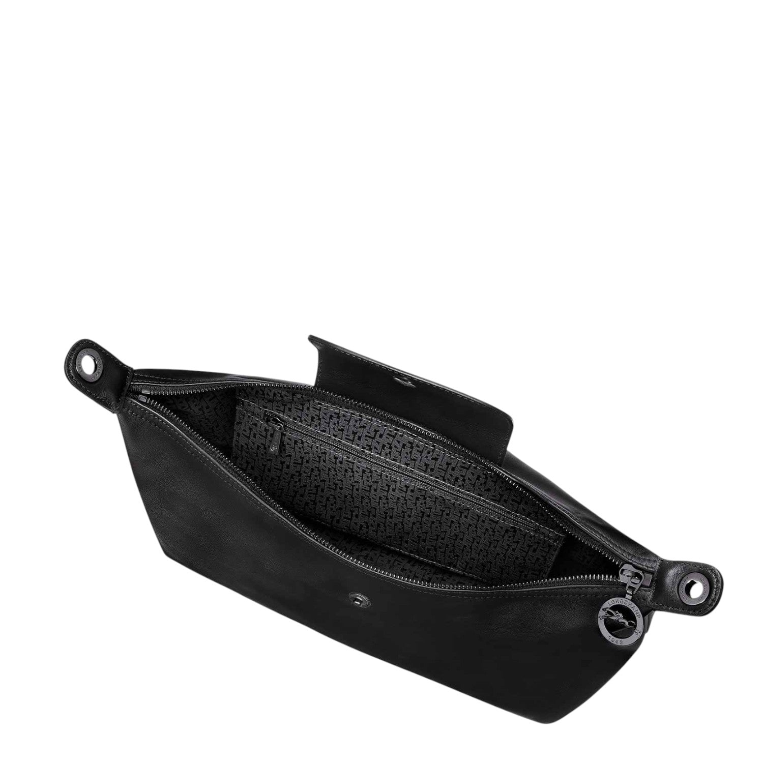 Lieblingstasche Le Pliage Xtra M black leather shoulder bag with interior monogram lining and metallic hardware