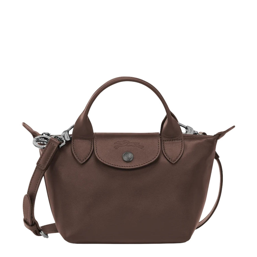 Lieblingstasche Le Pliage Xtra XS brown smooth cowhide leather handbag with adjustable shoulder strap