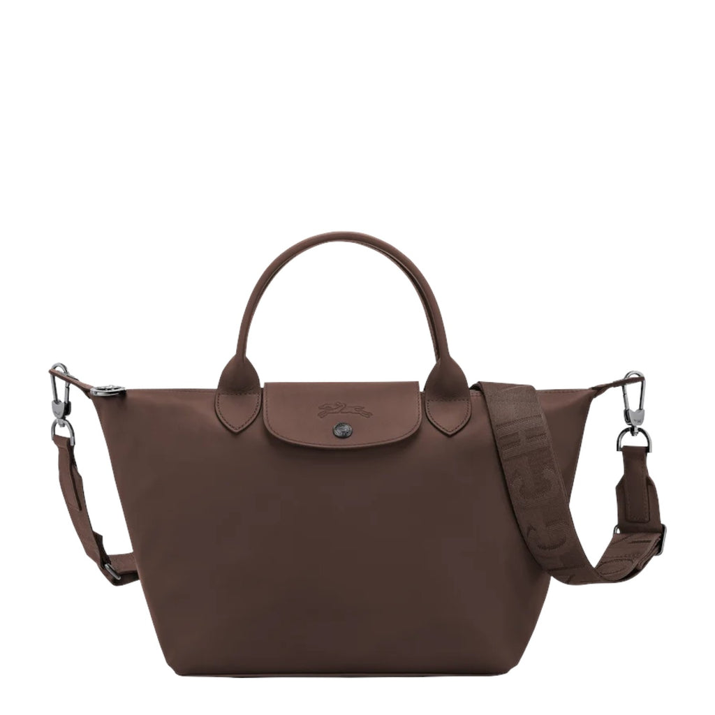 Lieblingstasche Le Pliage Xtra Handtasche S in brown leather with a detachable strap and silver hardware.