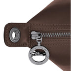 Lieblingstasche Le Pliage Xtra Handtasche S, brown leather with silver zipper and signature horse logo charm.