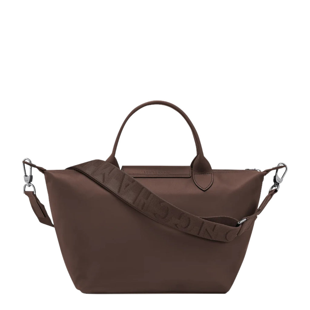 Lieblingstasche Le Pliage Xtra Handtasche S, a brown nylon and leather handbag with a detachable logo strap and silver hardware.