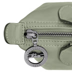 Lieblingstasche Le Pliage Xtra Handtasche XS, pale green leather with zip closure and signature horse logo charm.