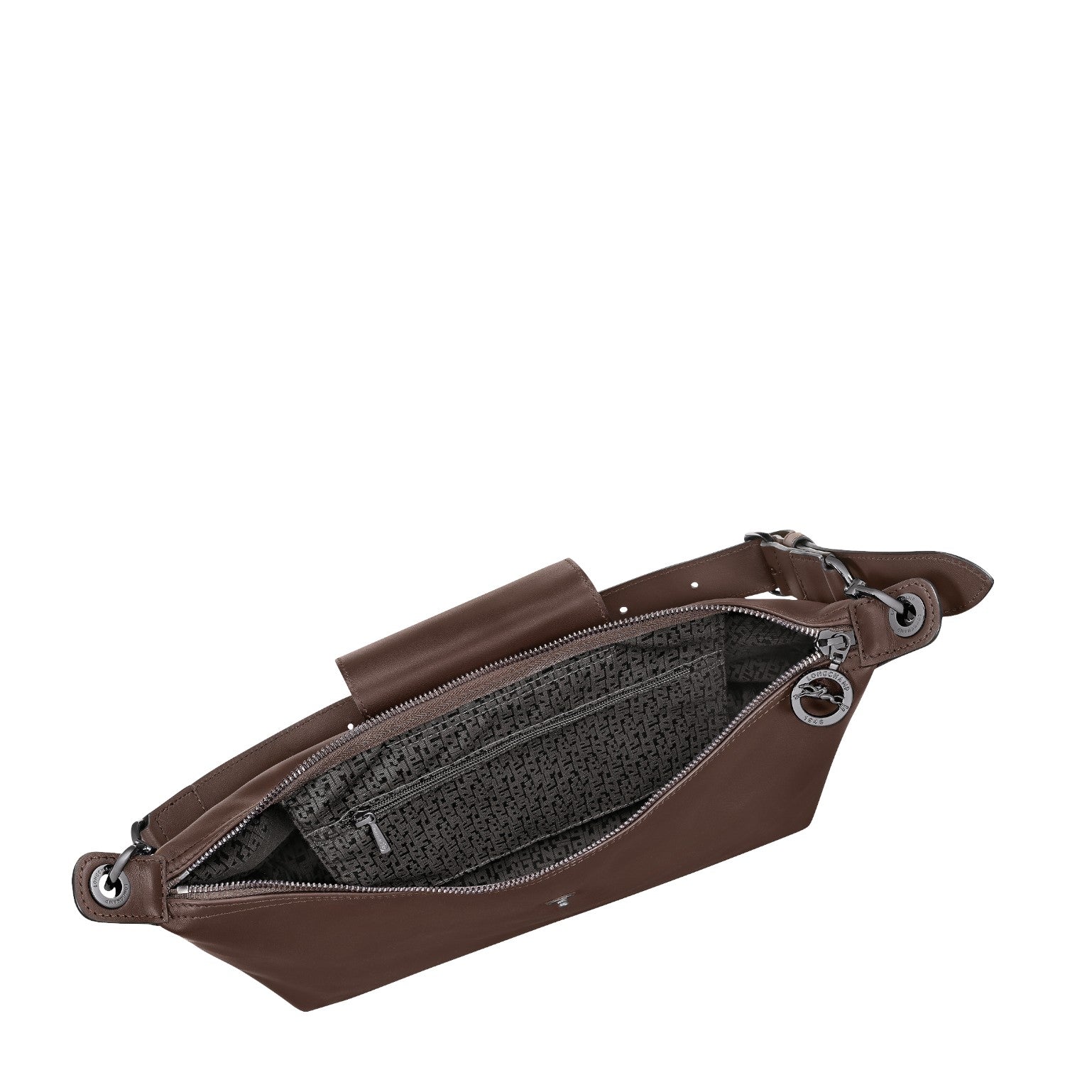 Lieblingstasche Le Pliage Xtra M shoulder bag in brown leather with zip closure and branded lining.