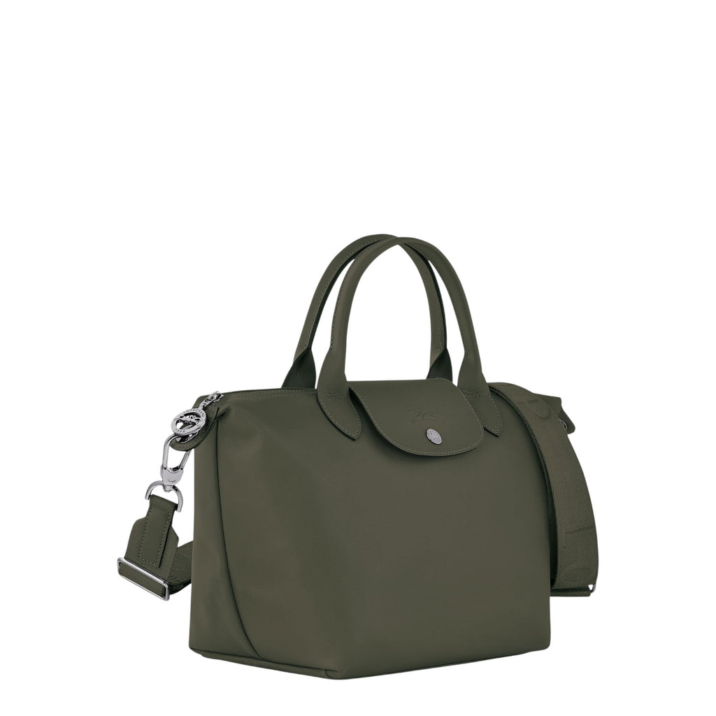 Lieblingstasche Le Pliage Xtra S handbag in olive green smooth cowhide leather with a detachable shoulder strap.