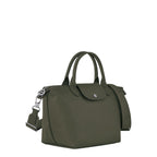 Lieblingstasche Le Pliage Xtra S handbag in olive green smooth cowhide leather with a detachable shoulder strap.