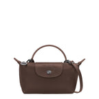 Lieblingstasche Le Pliage Xtra Pochette in brown leather with a top handle and detachable strap.