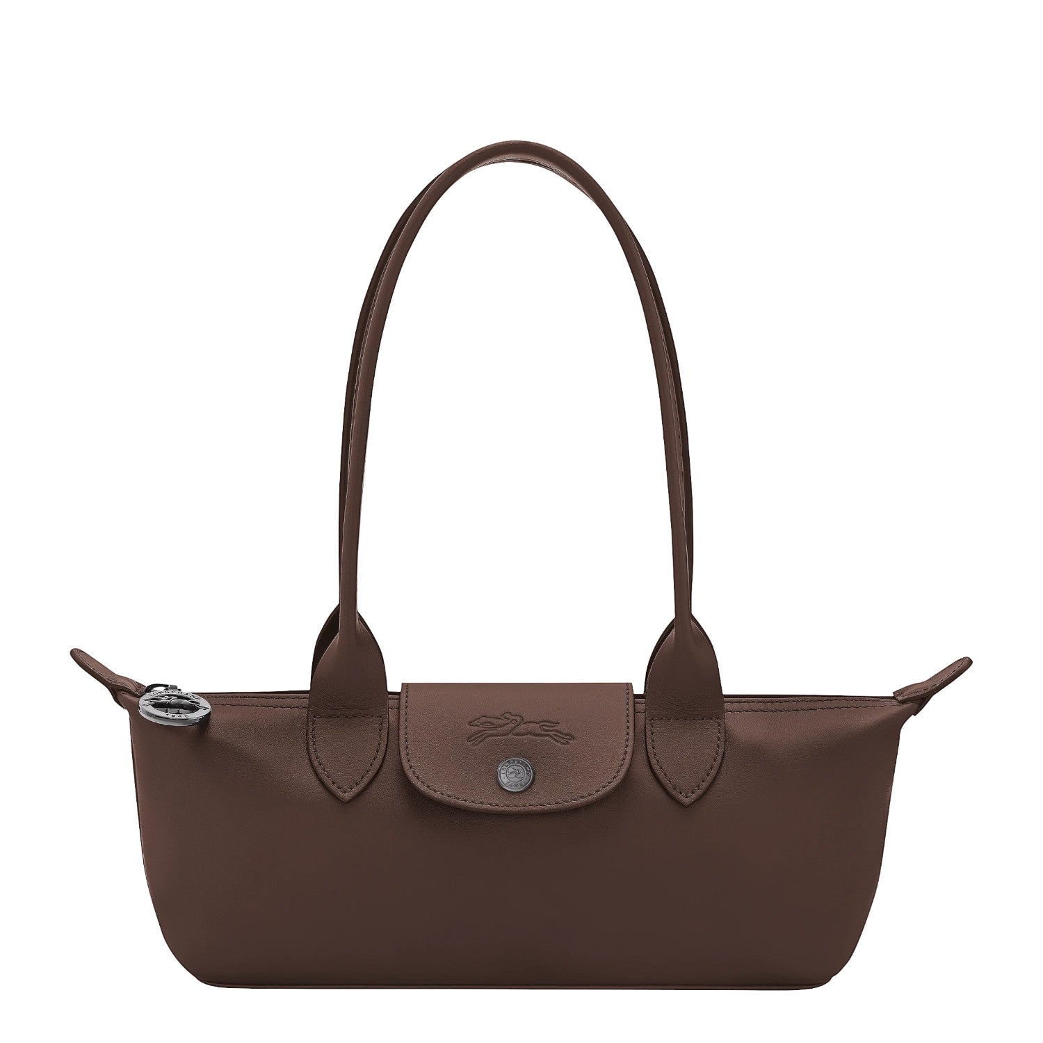 Lieblingstasche Le Pliage Xtra S shoulder bag in brown leather with a snap closure and embossed logo.