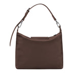 Lieblingstasche Le Pliage Xtra Schultertasche M medium brown leather shoulder bag with silver hardware and adjustable strap.