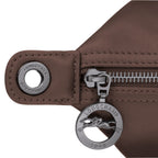 Lieblingstasche Le Pliage Xtra M shoulder bag in brown leather with silver hardware and signature horse logo.