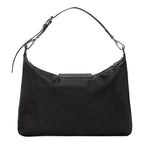 Lieblingstasche Le Pliage Xtra XL black leather shoulder bag with adjustable strap and silver hardware.