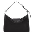 Lieblingstasche Le Pliage Xtra XL black leather shoulder bag with adjustable strap and snap closure.