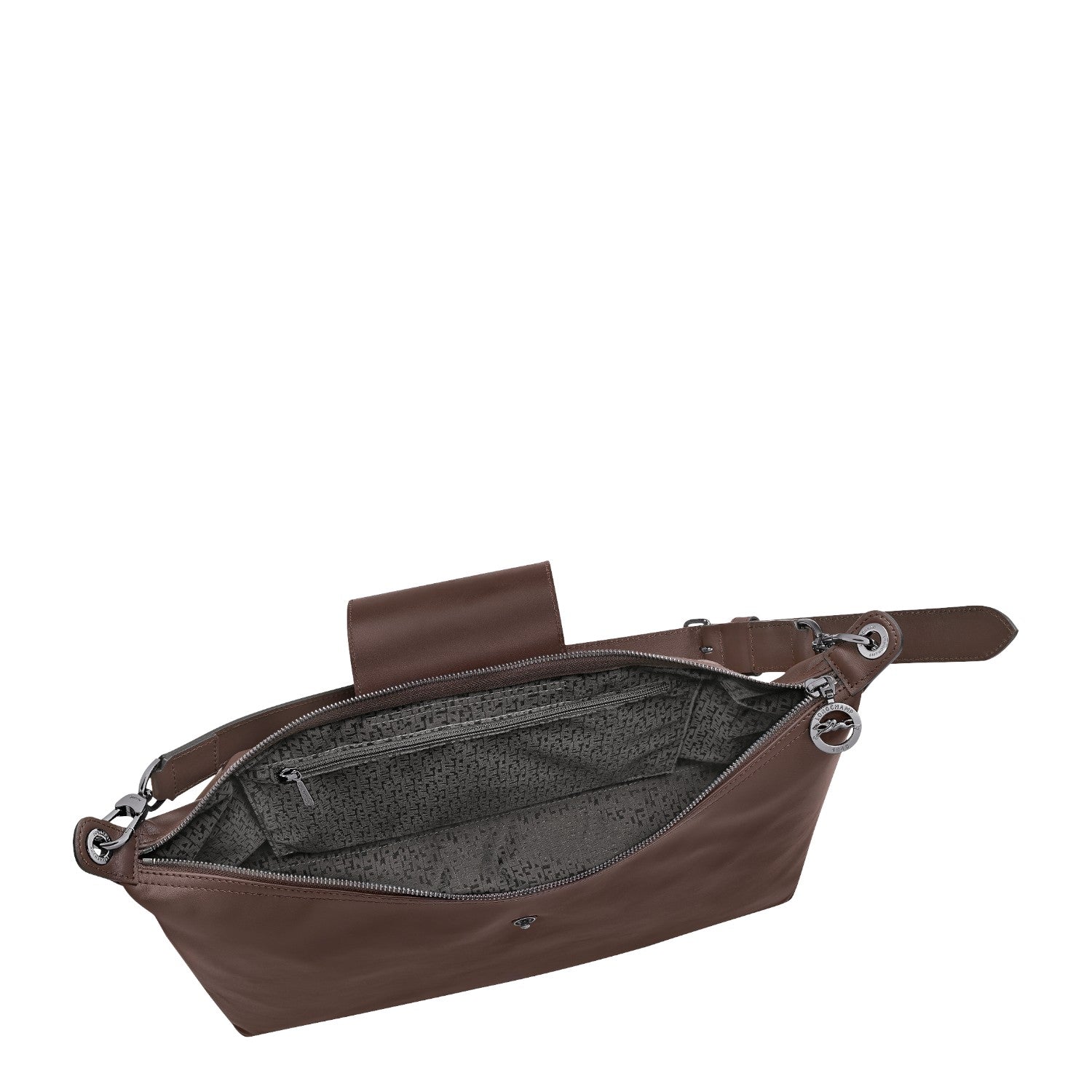 Lieblingstasche Le Pliage Xtra XL shoulder bag in brown leather with zip closure and interior pockets.