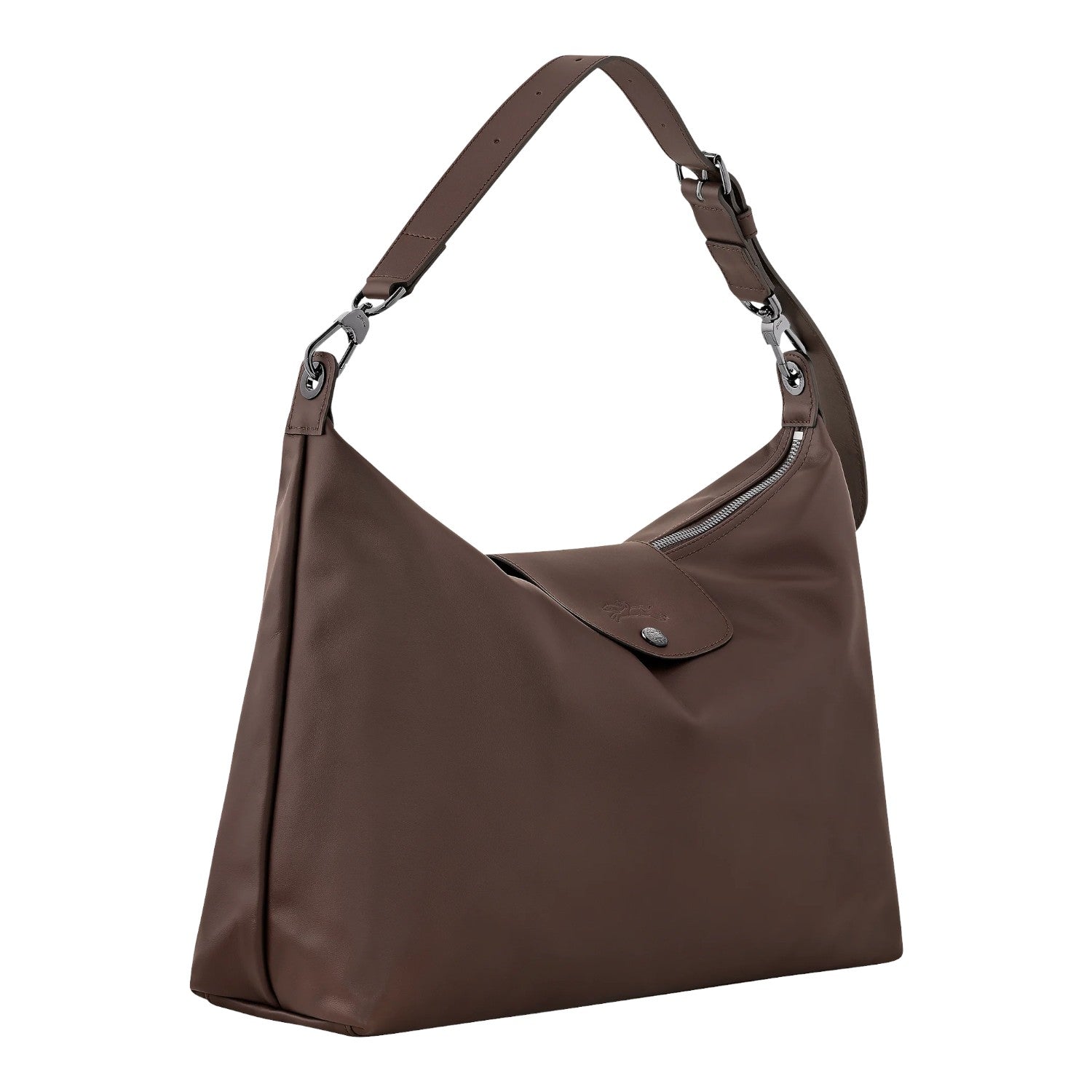 Lieblingstasche Le Pliage Xtra XL shoulder bag in brown leather with a zip closure and adjustable strap.