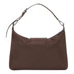 Lieblingstasche Le Pliage Xtra XL shoulder bag in brown nylon with leather trim and silver hardware.