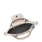 Lieblingstasche Le Pliage Xtra XS handbag in beige cowhide leather, shown from an open top-down view