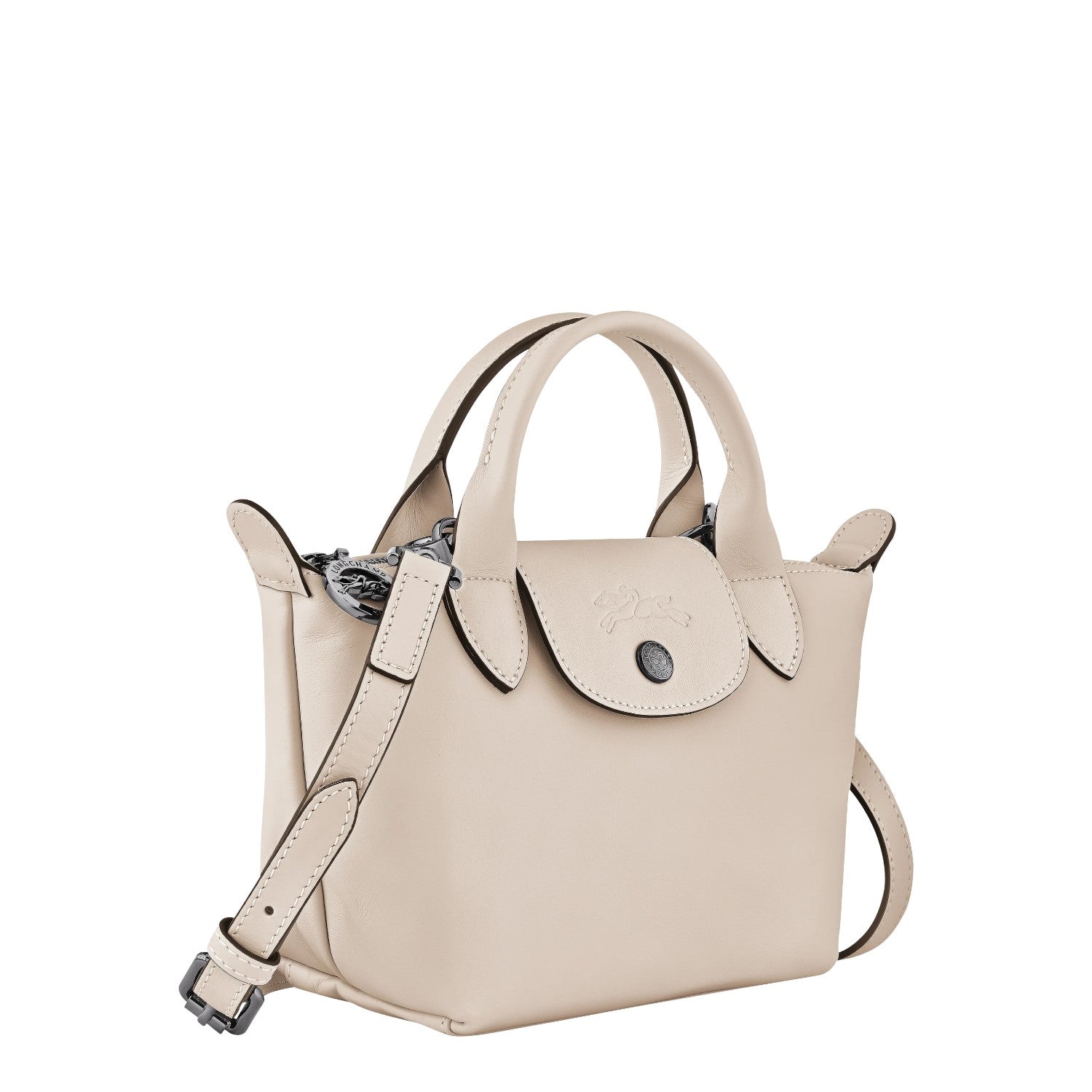 Lieblingstasche Le Pliage Xtra XS handbag in beige smooth cowhide leather with adjustable shoulder strap