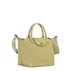 Lieblingstasche Le Pliage Xtra S handbag in light yellow smooth cowhide leather with a detachable shoulder strap.