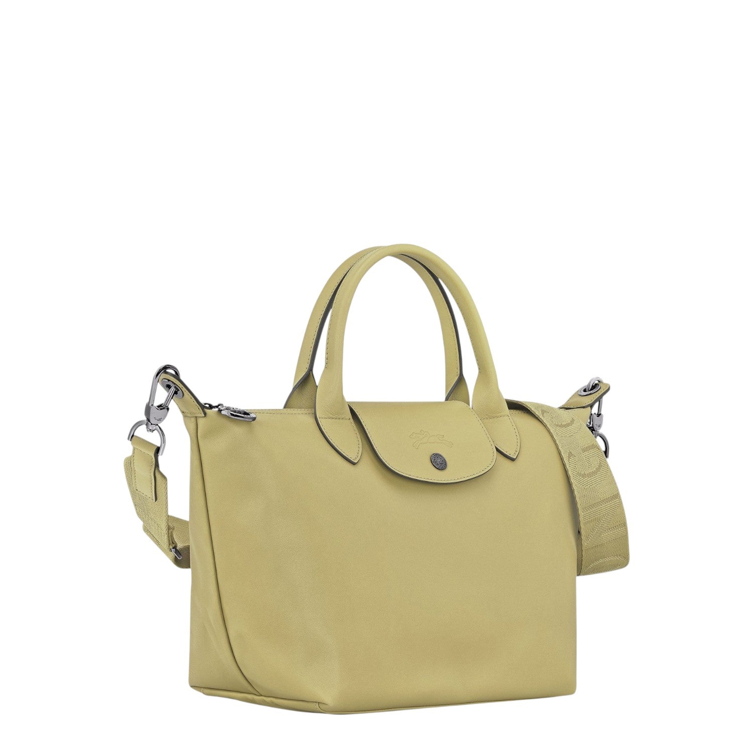 Lieblingstasche Le Pliage Xtra S handbag in light yellow smooth cowhide leather with a detachable shoulder strap.