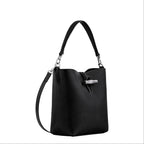 Lieblingstasche Le Roseau XS black leather bucket bag with silver-tone toggle closure and adjustable shoulder strap
